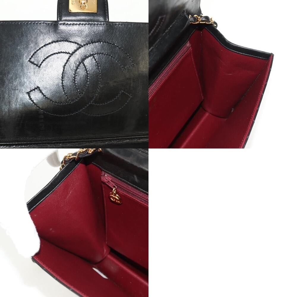 Chanel Chain Shoulder Bag Lamb Skin Black Gold CC - Picture 8 of 8